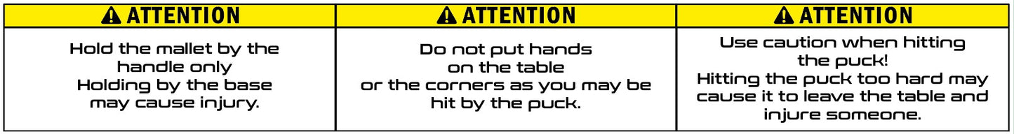 Sonic Air Hockey Warning Decal Set