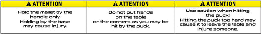 Sonic Air Hockey Warning Decal Set